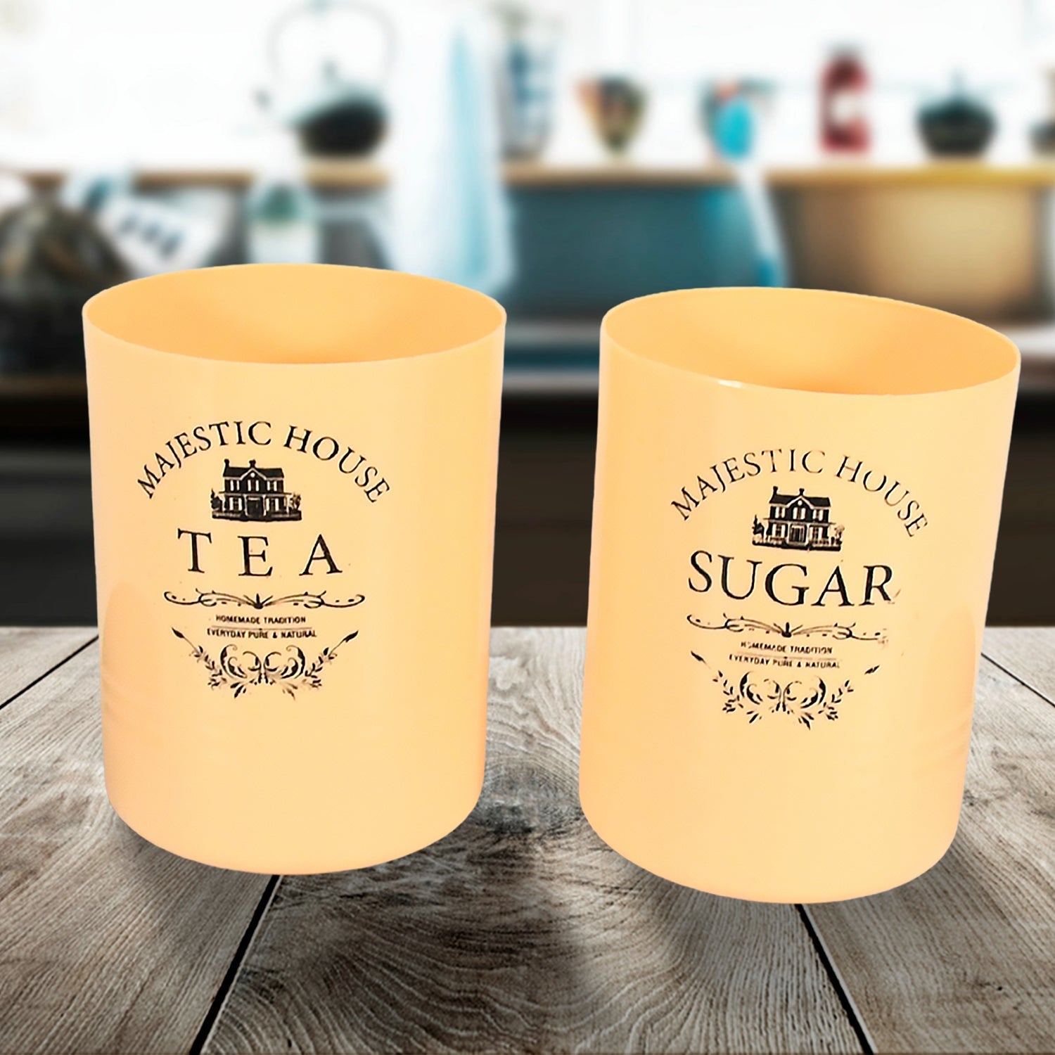 Accurate Seal Tea Sugar Coffee Container, Plastic Damru Shaped Tea, Coffee, Sugar Canisters Jar, New Airtight Food Seal Containers for Salt, Dry Fruit, Grocery 2 Section (800 ML Approx) Accurate Seal Tea Sugar Coffee Container, Plastic Damru Shaped Tea, Coffee, Sugar Canisters Jar, New Airtight Food Seal Containers for Salt, Dry Fruit, Grocery 2 Section (800 ML Approx)